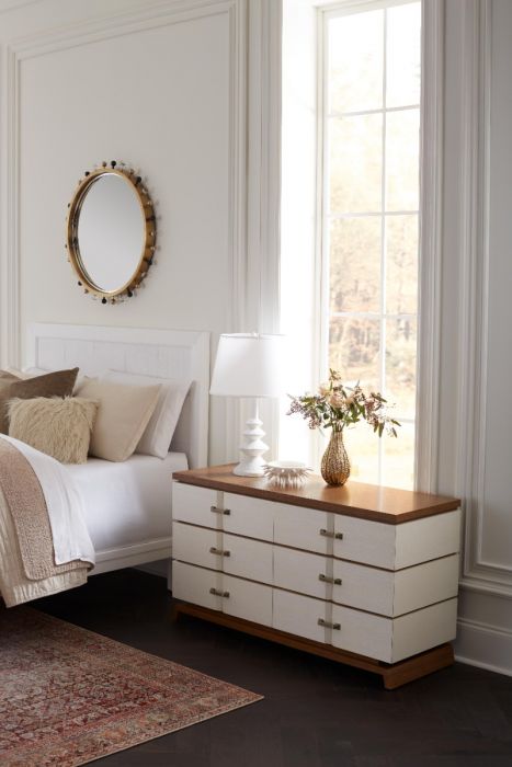Tristan 6-Drawer - Sand White with  Sesame Finish Oak Veneer