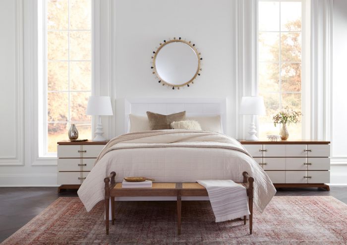 Tristan 6-Drawer - Sand White with  Sesame Finish Oak Veneer