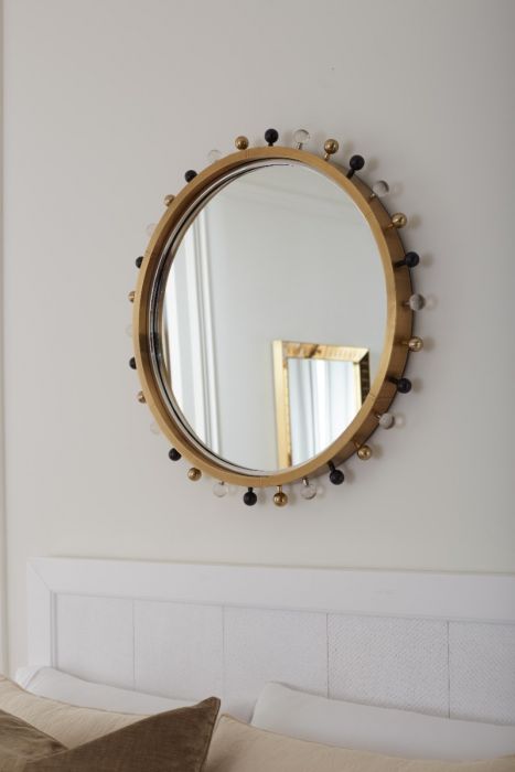 Zoe Round Mirror, Antique Brass