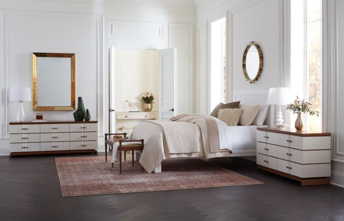 Tristan Extra Wide Large 9-Drawer -  Sand White with Sesame Finish Oak Veneer