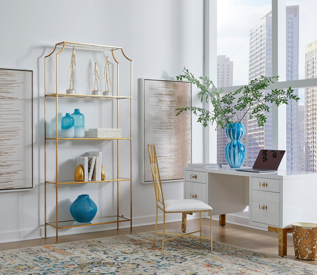 Cosby Desk - White Lacquer with Nickel