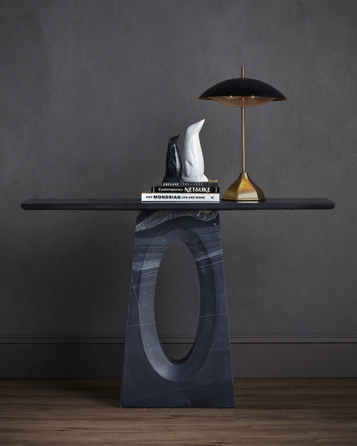 Demi Travertine Console Table Demi Black