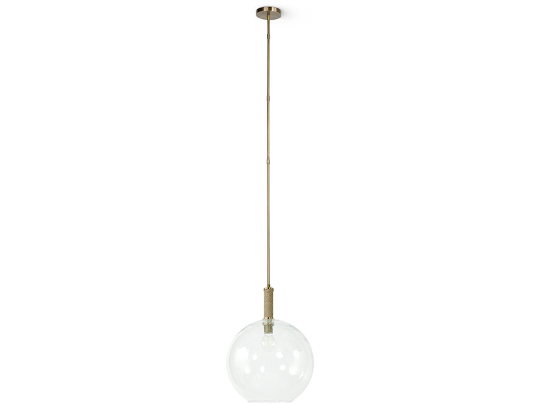 Bronson Glass Pendant Large Globe -  Brass