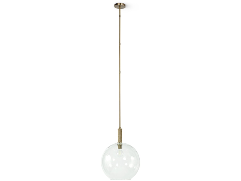 Bronson Glass Pendant Large Globe -  Brass