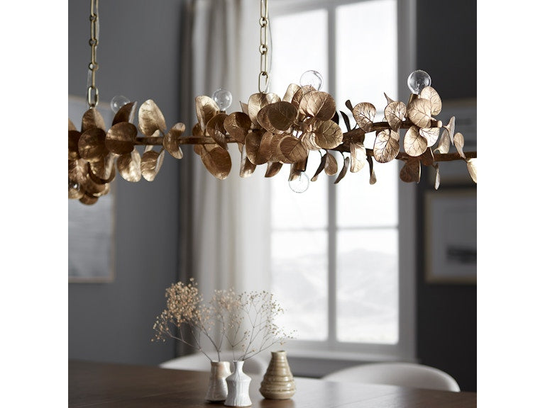 Eucalyptus Leaf Brass Chandelier