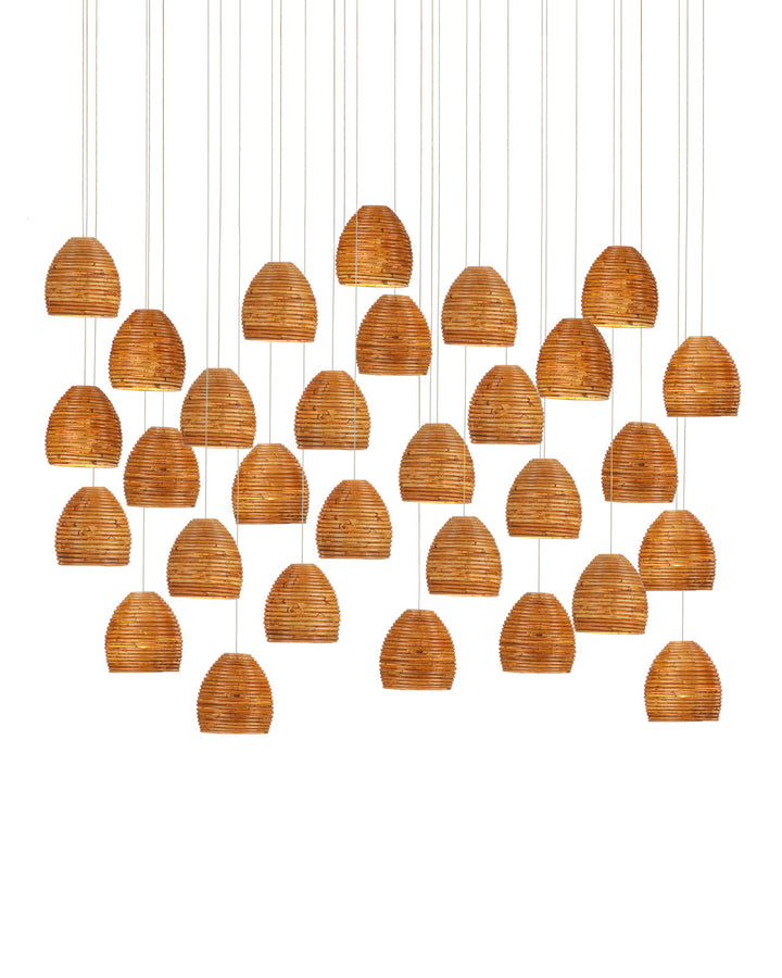 Beehive 30-Light Round Multi-Drop Pendant