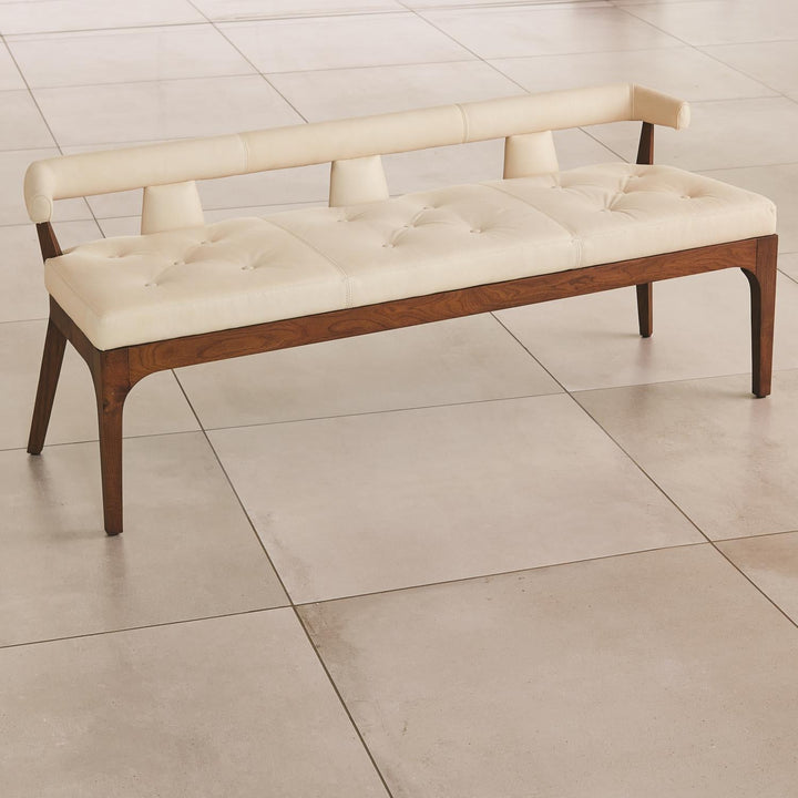 Moderno Bench-Ivory Marble Leather