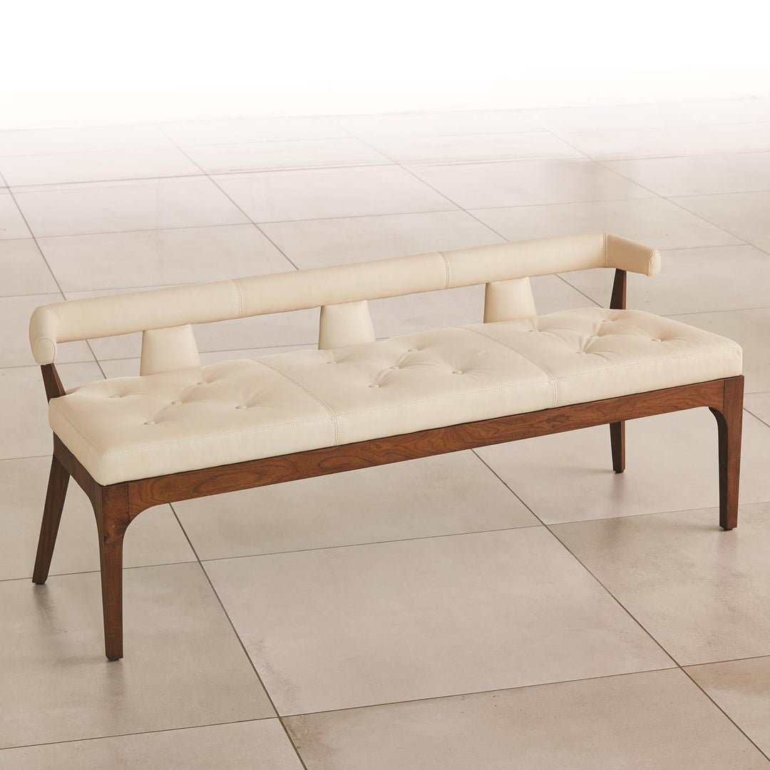 Moderno Bench-Ivory Marble Leather