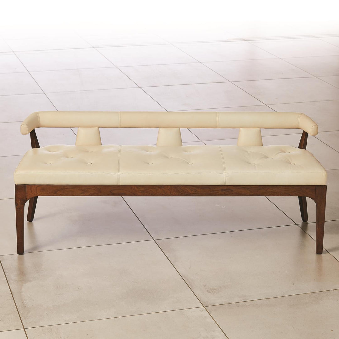 Moderno Bench-Ivory Marble Leather