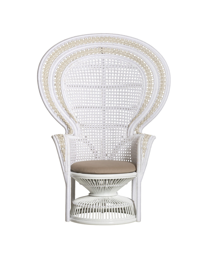 Emanuelle White Armchair, Linho Sand