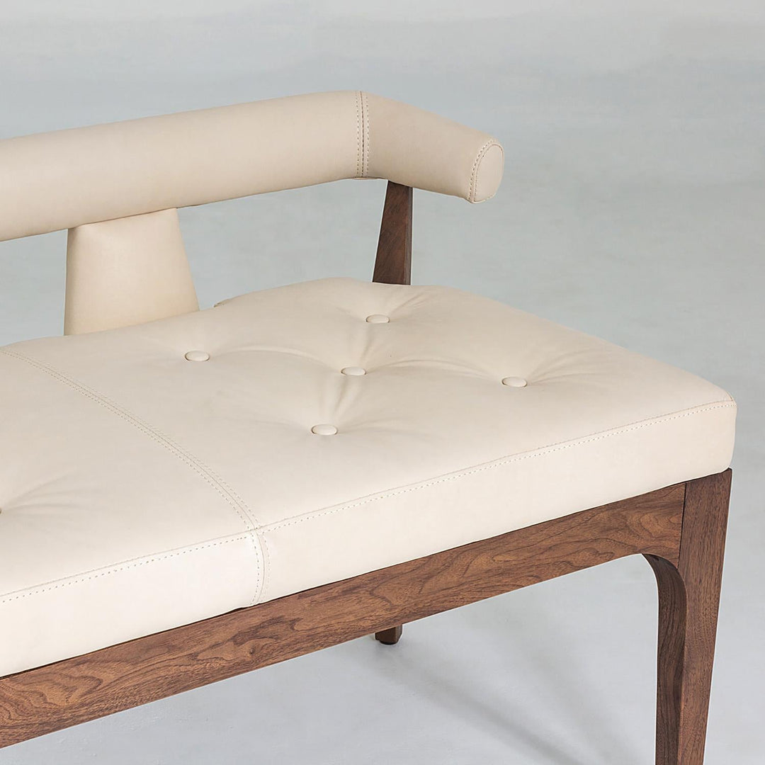 Moderno Bench-Ivory Marble Leather