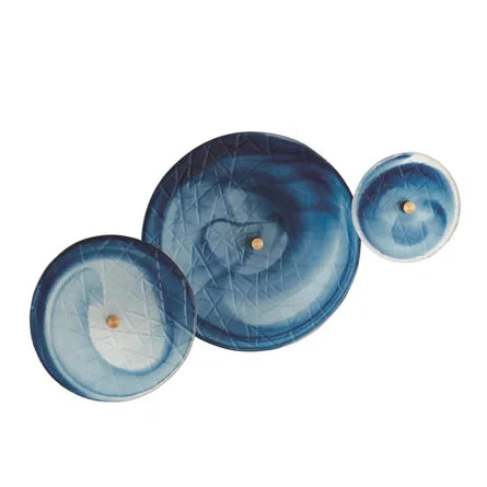Crosshatched Wall Discs - Blue Swirl