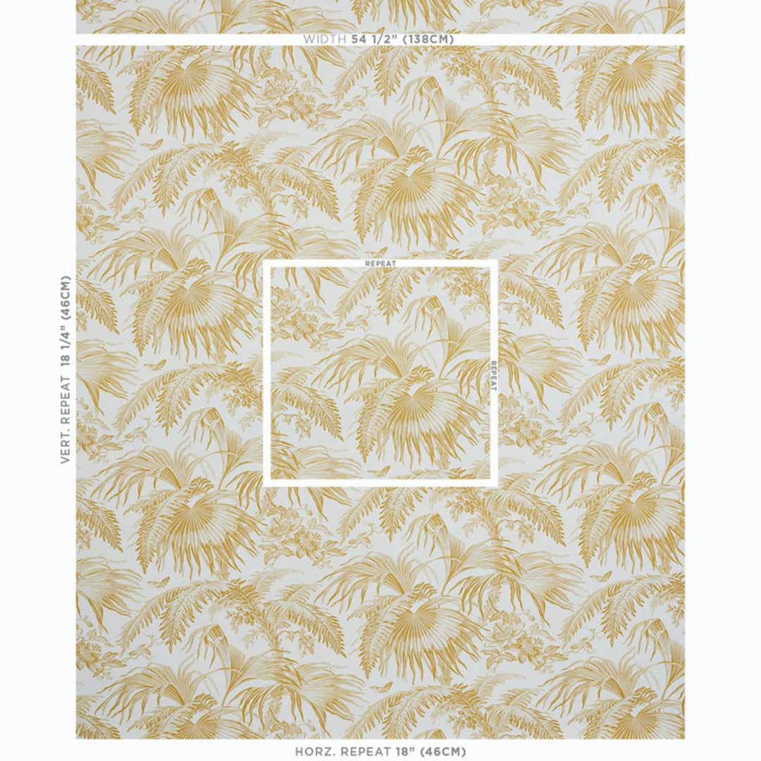 Toile Tropique Wallpaper - Gold  5011480