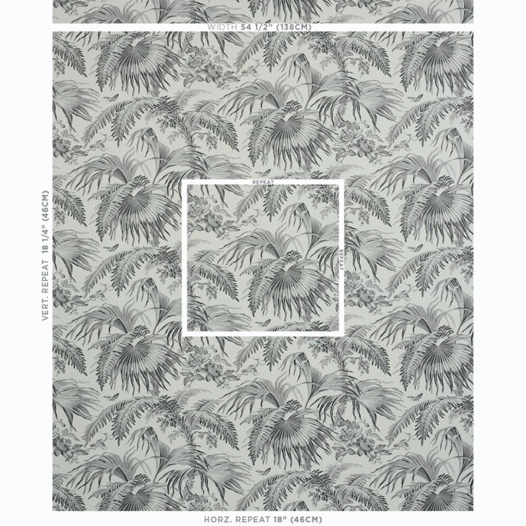 Toile Tropique Wallpaper - Black  5011481