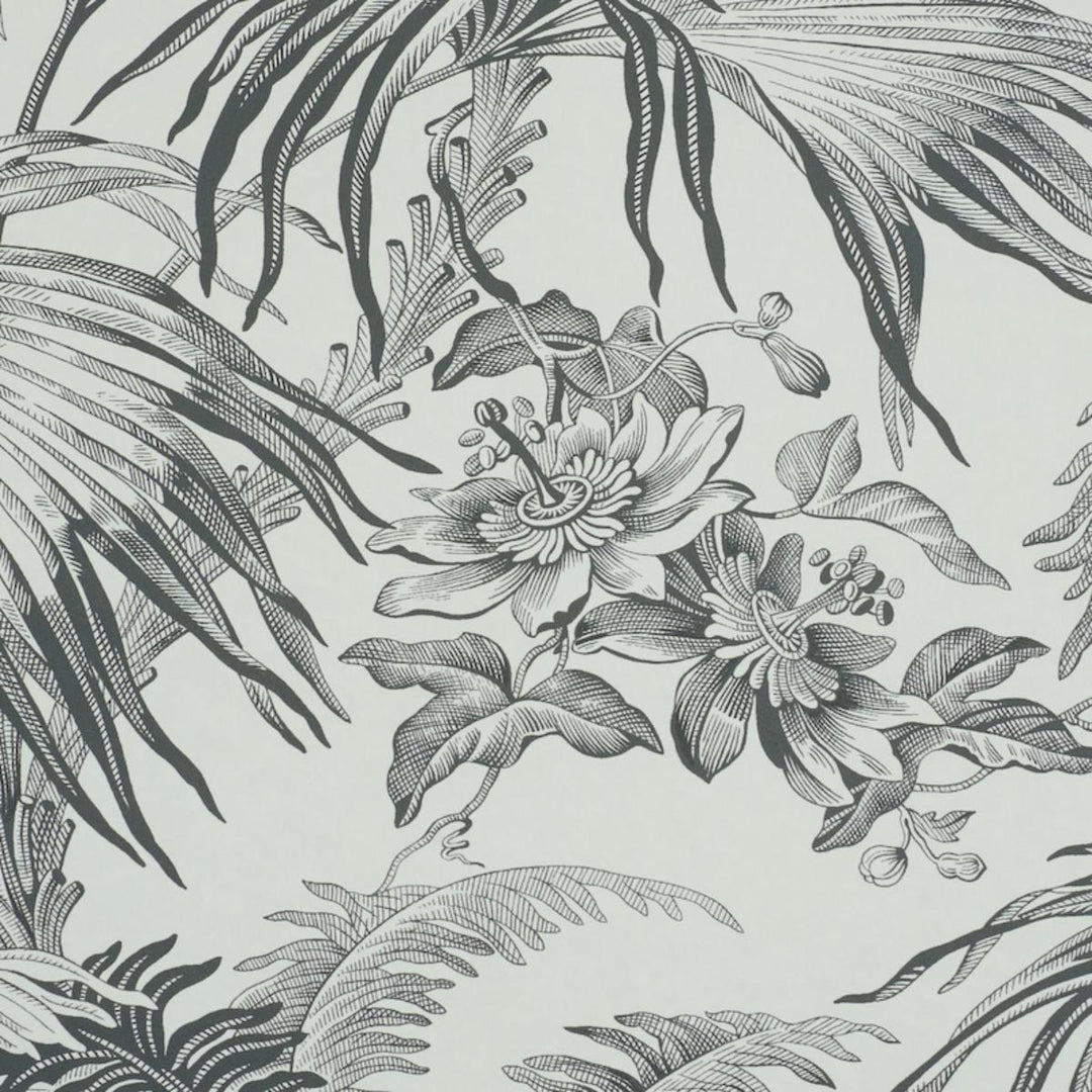 Toile Tropique Wallpaper - Black  5011481