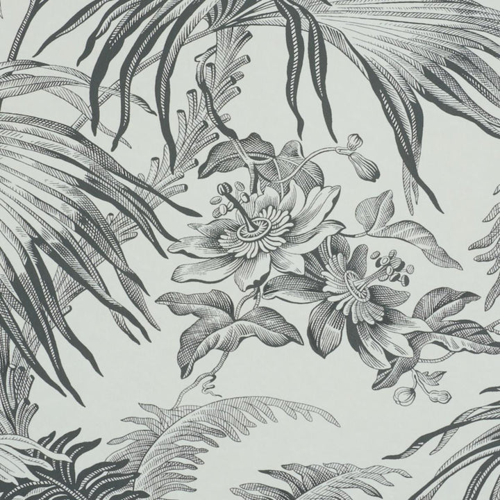 Toile Tropique Wallpaper - Black  5011481