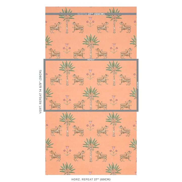 Tiger Palm Wallpaper - Crimson On Peach  5012920