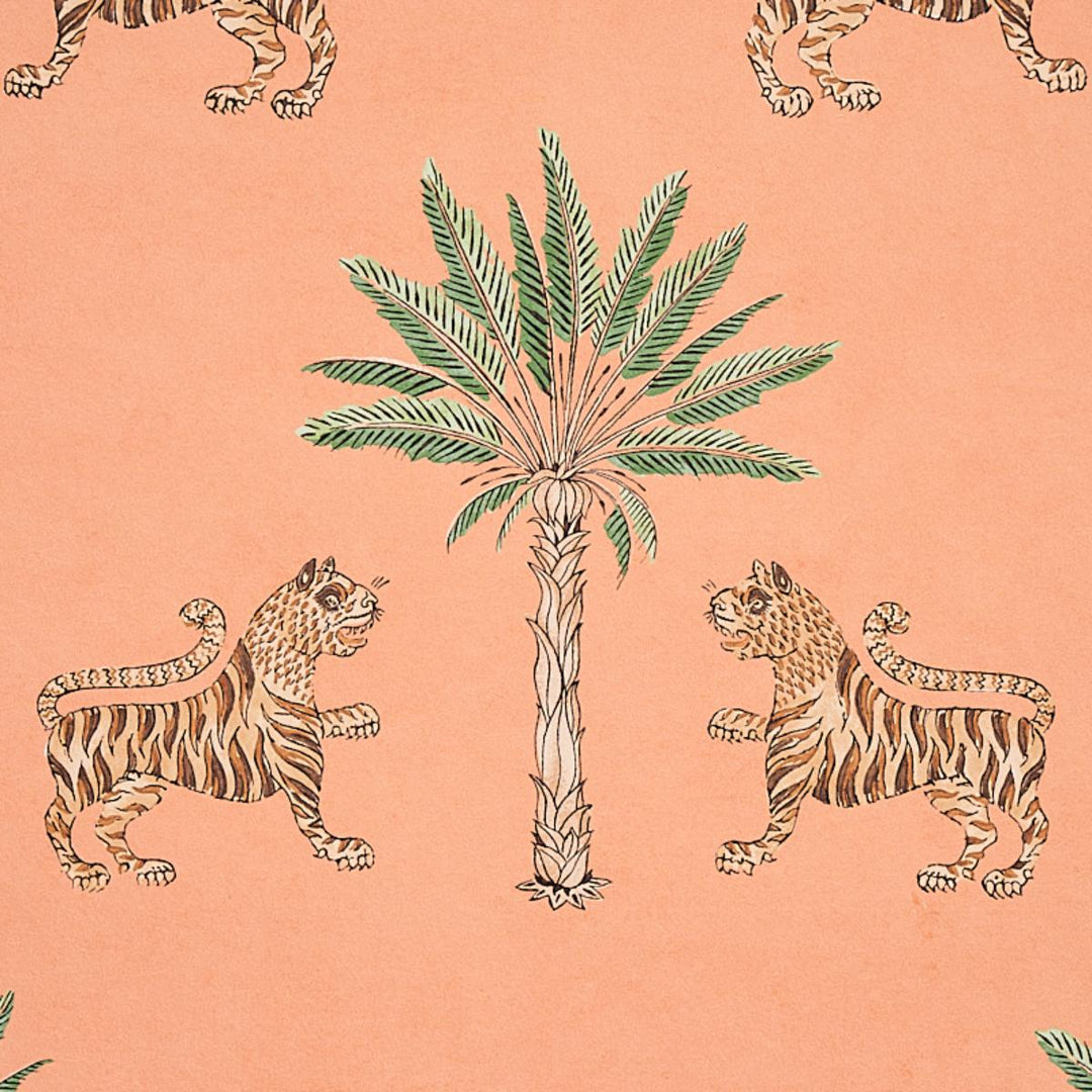 Tiger Palm Wallpaper - Crimson On Peach  5012920