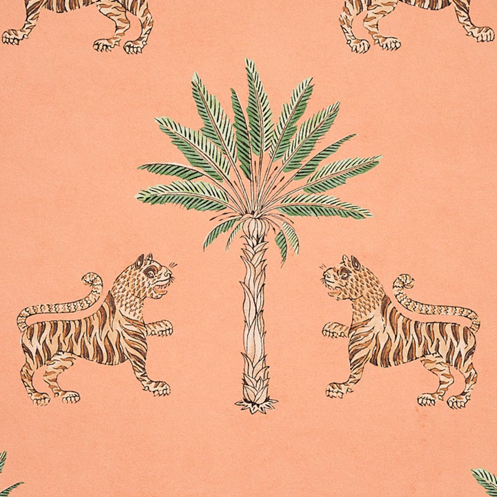 Tiger Palm Wallpaper - Crimson On Peach  5012920