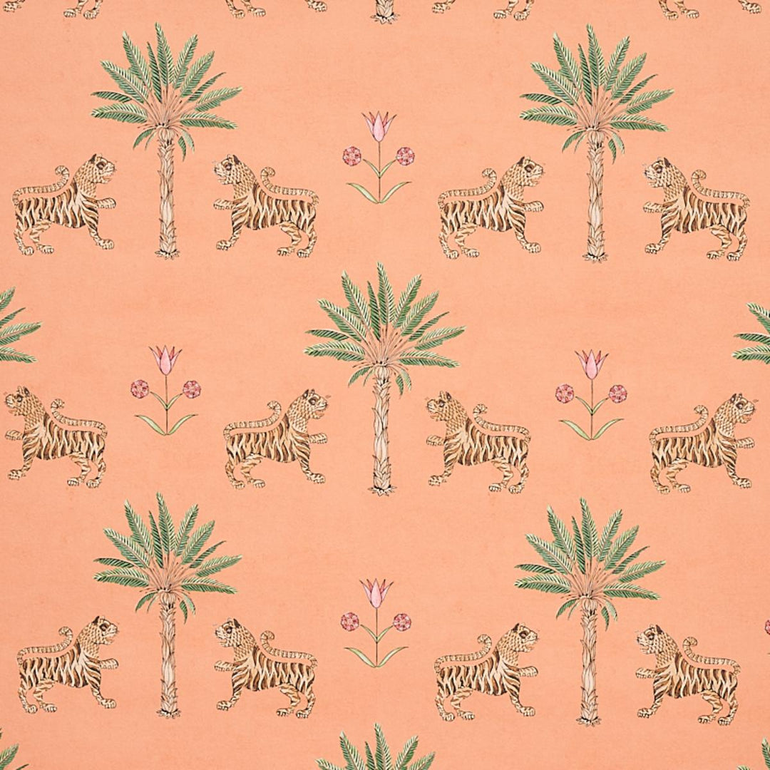 Tiger Palm Wallpaper - Crimson On Peach  5012920