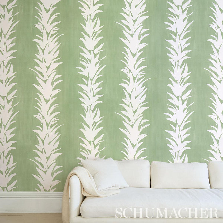 White Lotus Wallpaper Soft Green