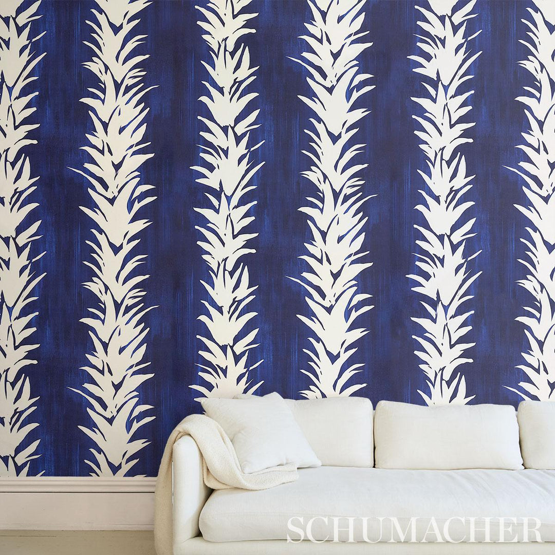 White Lotus Wallpaper Cobalt