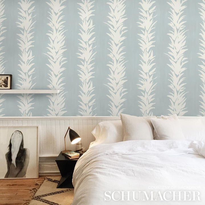 White Lotus Wallpaper Soft Blue