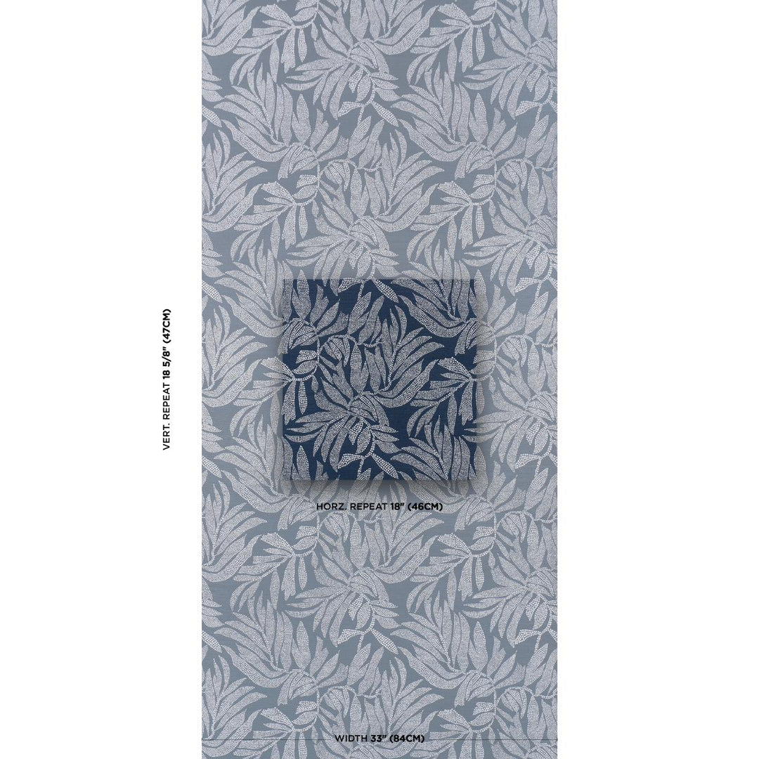 Tayrona Palm Mosaic Sisal Wallpaper Pacific Ocean Hues