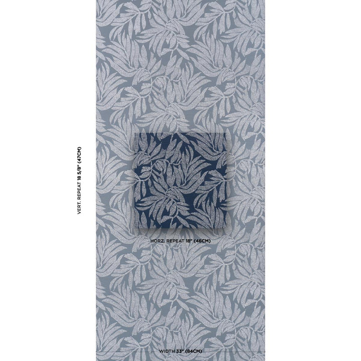 Tayrona Palm Mosaic Sisal Wallpaper Pacific Ocean Hues