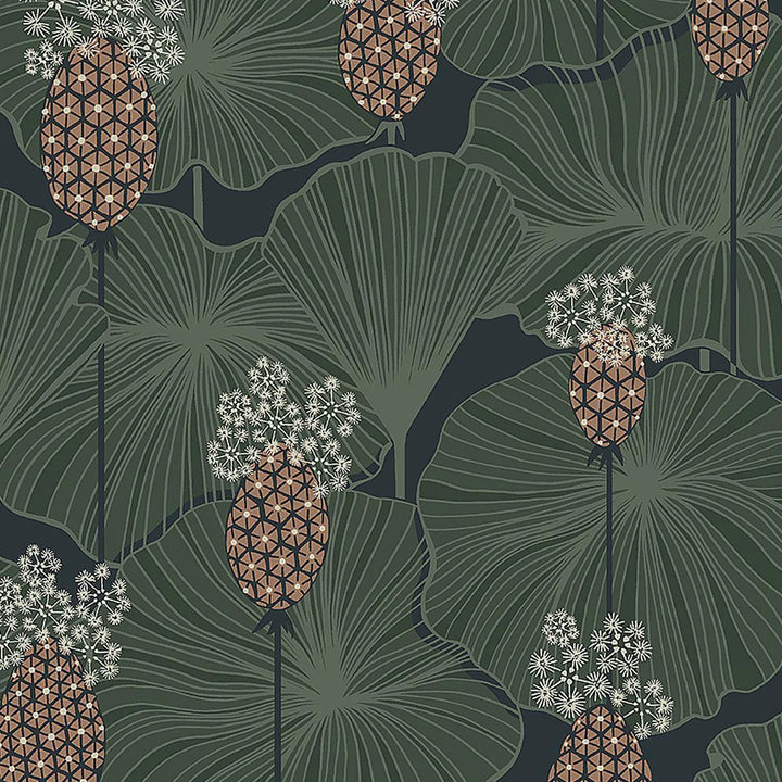 Borastapeter Umbrella Leaves Wallpaper. - Navy