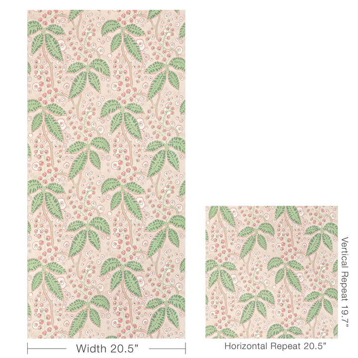 Putnam Wallpaper Green/Rose