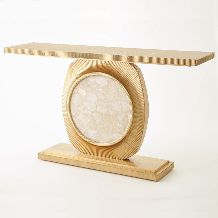 Opera Fluted Console-Brass w/Quartz Insert