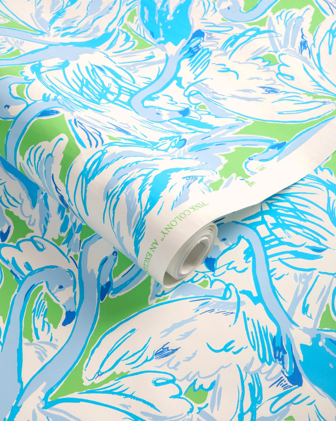 Pink Colony Wallpaper - Green/Blue