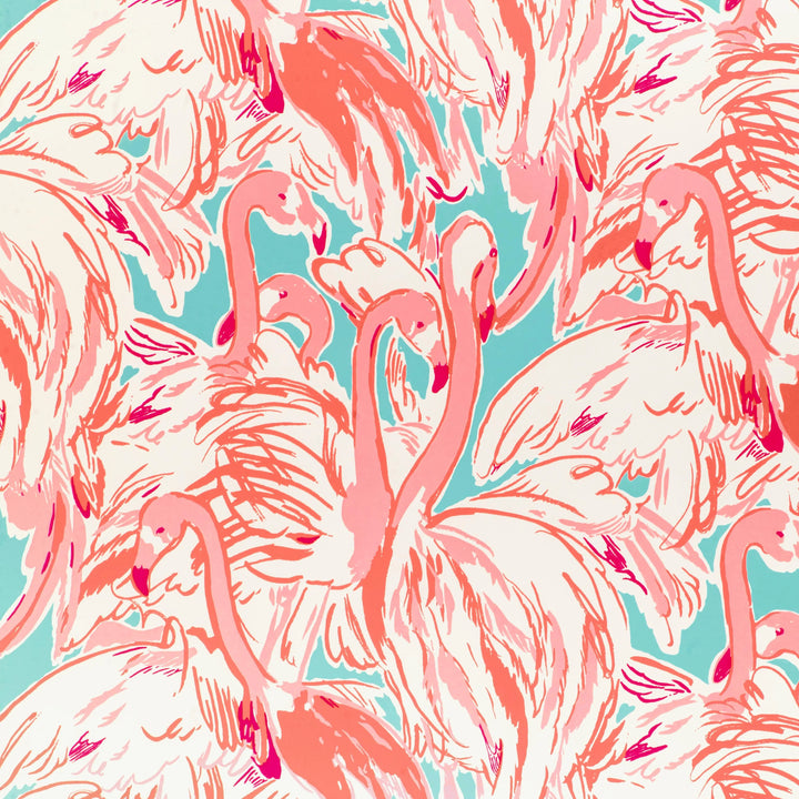 Pink Colony Wallpaper - Aqua/Pink