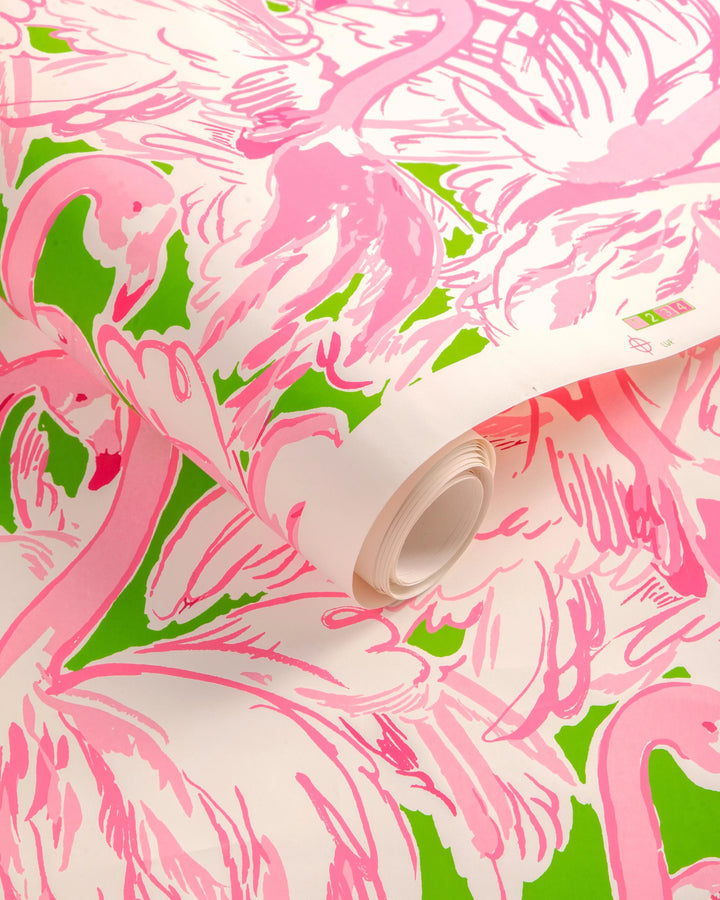 Pink Colony Wallpaper - Green/Pink