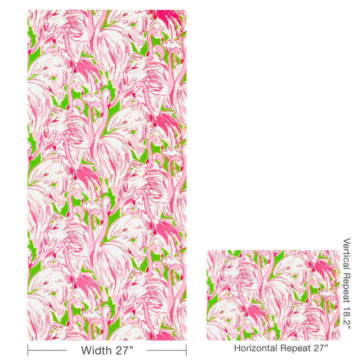 Pink Colony Wallpaper - Green/Pink