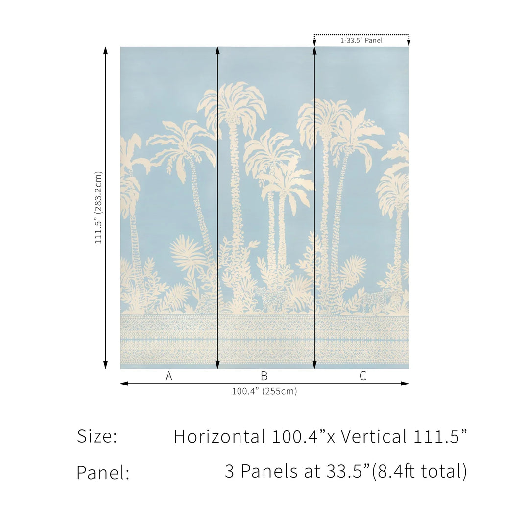 Lee Jofa Palms Way Mural GC Blue Wallpaper