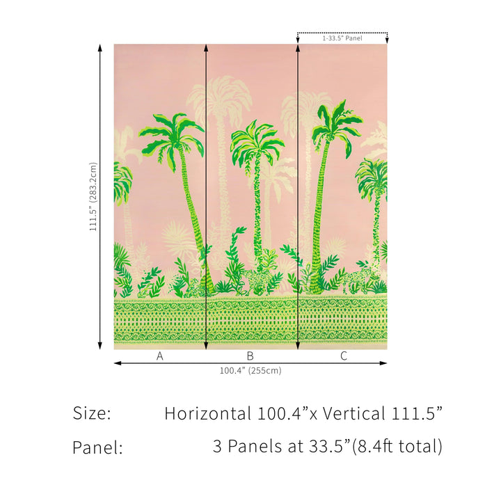 Lee Jofa Palms Way Mural GC Pink Wallpaper