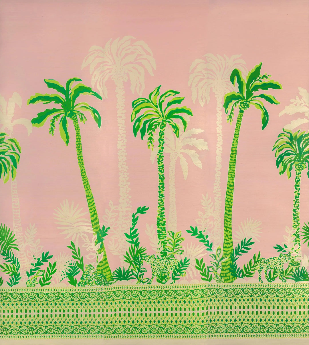 Lee Jofa Palms Way Mural GC Pink Wallpaper