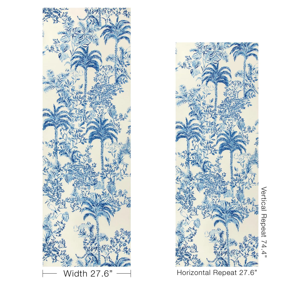 Lee Jofa Tiger Queen Indigo Wallpaper
