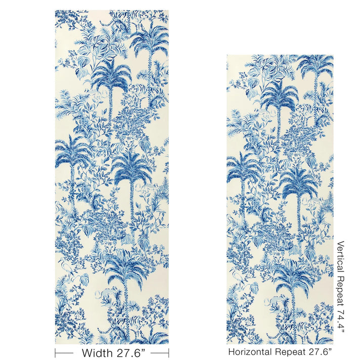 Lee Jofa Tiger Queen Indigo Wallpaper