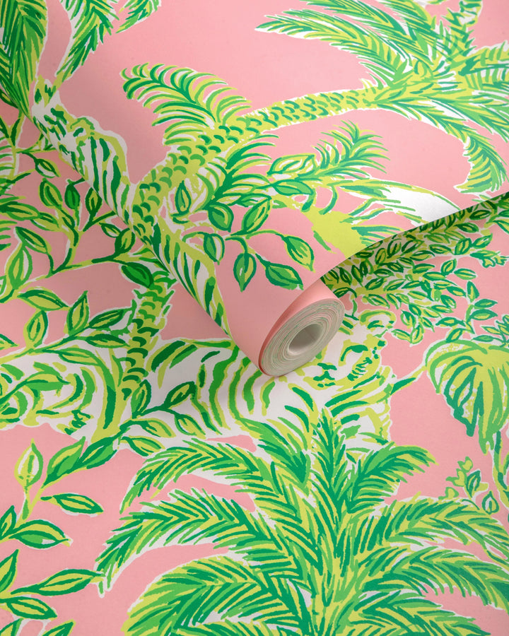 Lee Jofa Tiger Queen Pink Wallpaper