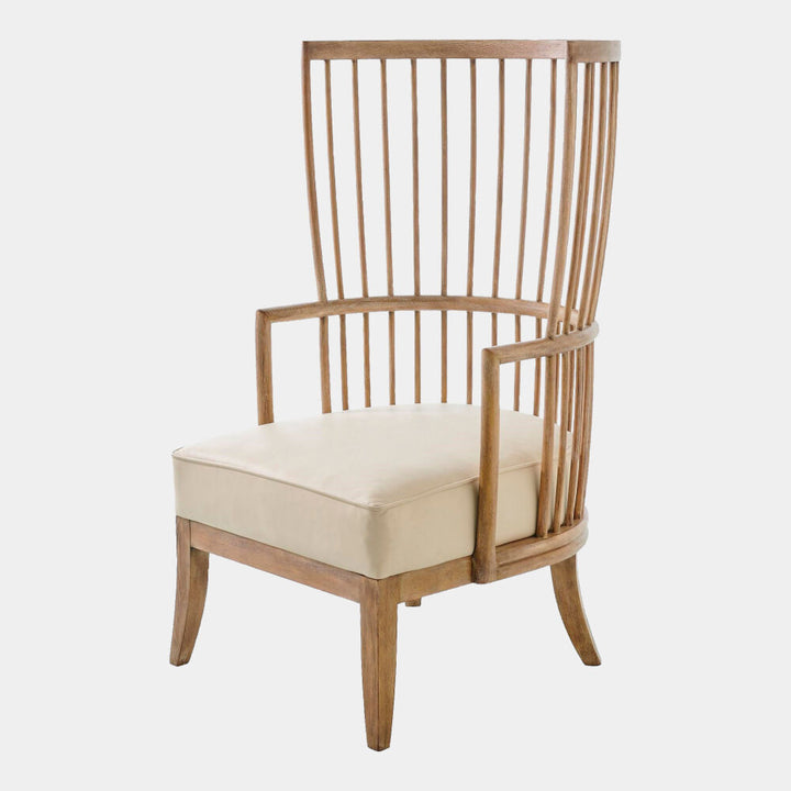 Spindle Wing Chair Beige Leather