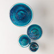 S/4 Glass Wall Mushrooms - Blue