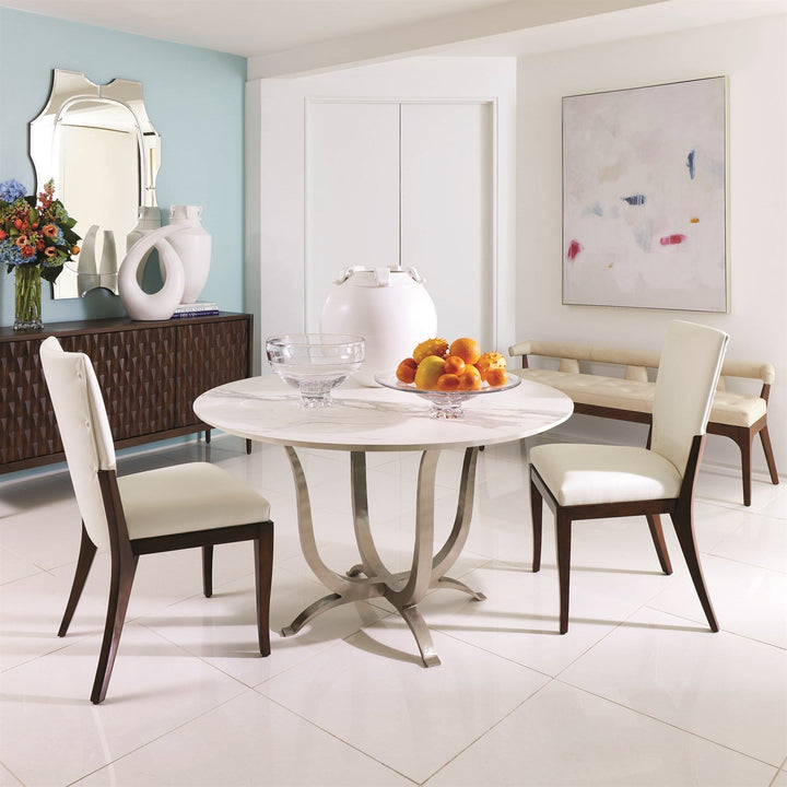 Moderno Bench-Ivory Marble Leather