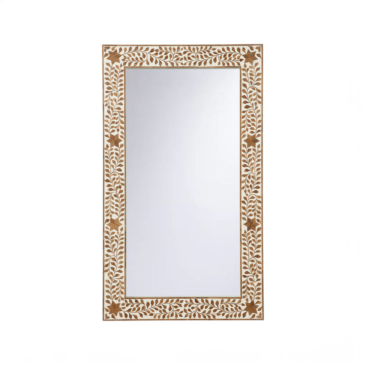 Wood Inlay Floral Mirror