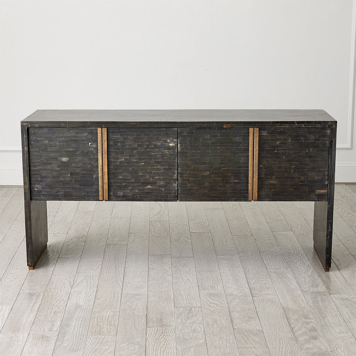 Horn Inlay Console-Black/Antique Brass