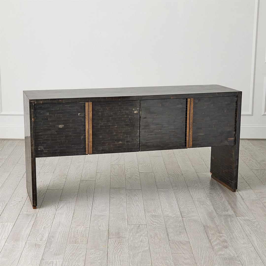 Horn Inlay Console-Black/Antique Brass