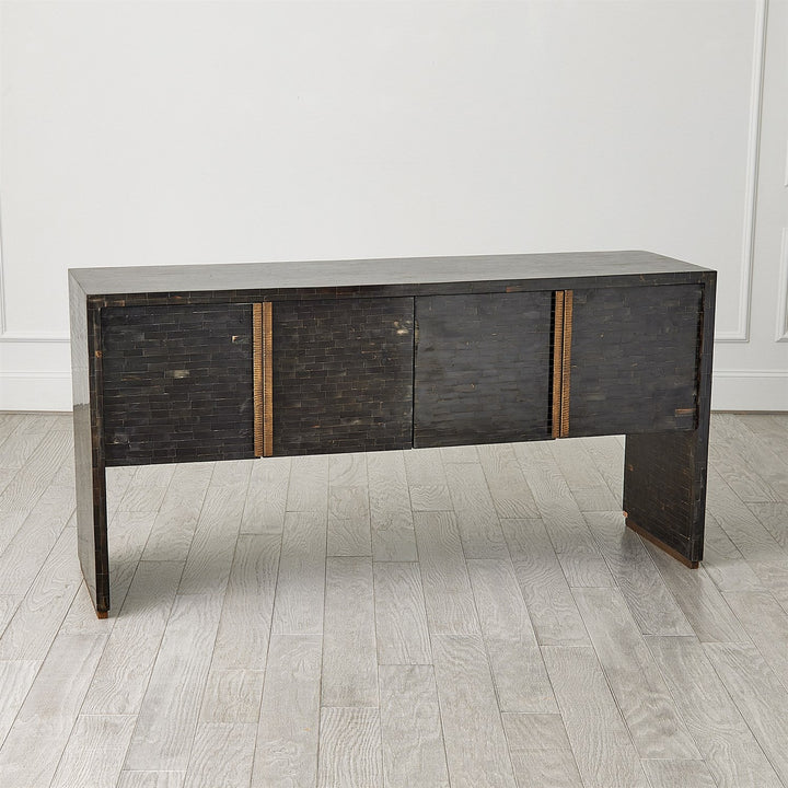 Horn Inlay Console-Black/Antique Brass