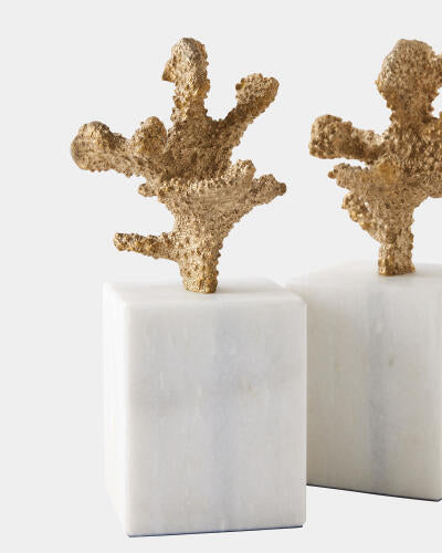 Coral Sculptures Pair Brass